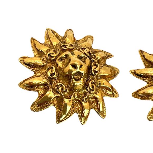 Chanel Vintage Sun Lion Clip-On Earrings - Picture 4 of 7